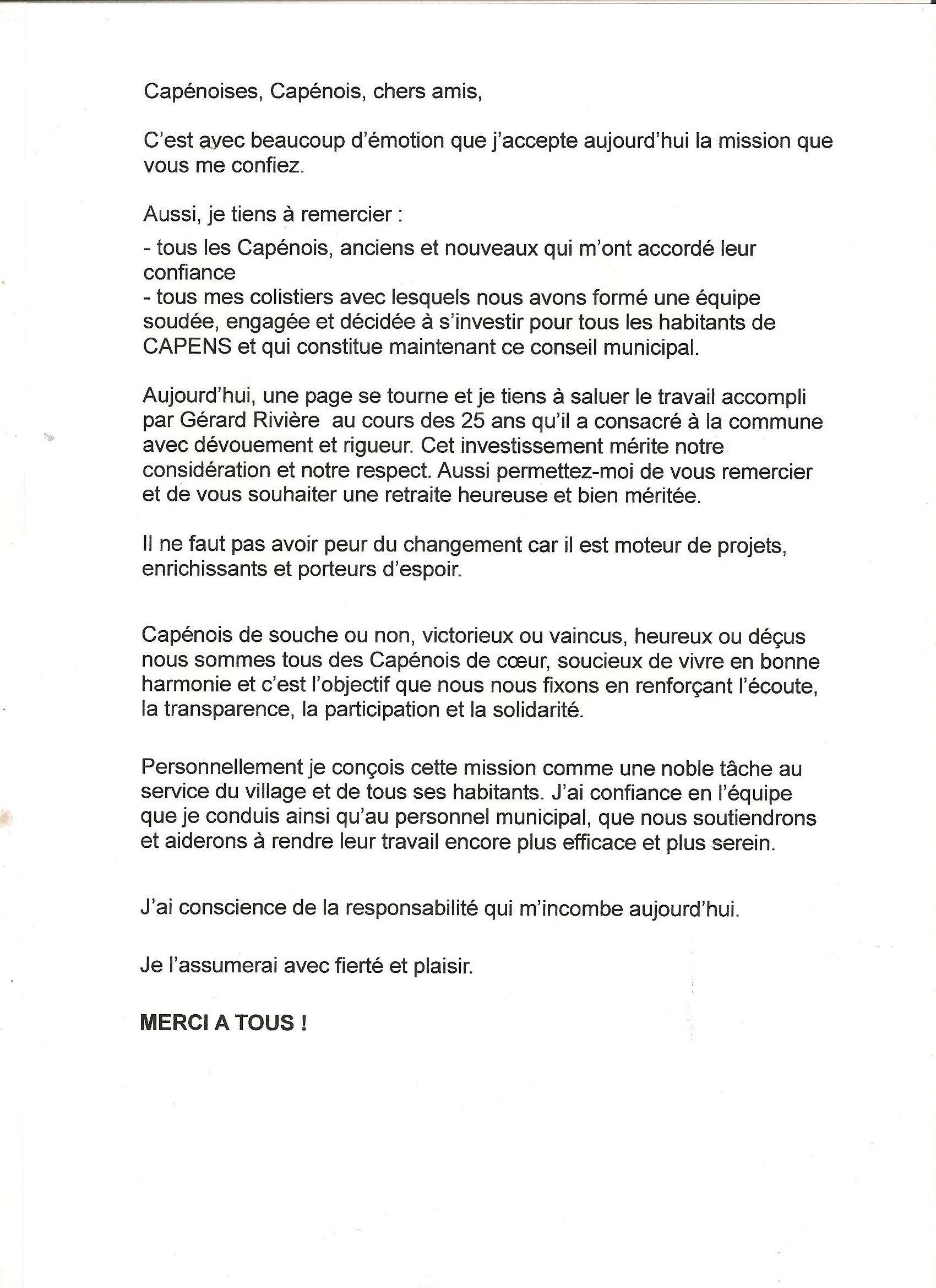 Conseil Municipal  CAPENS